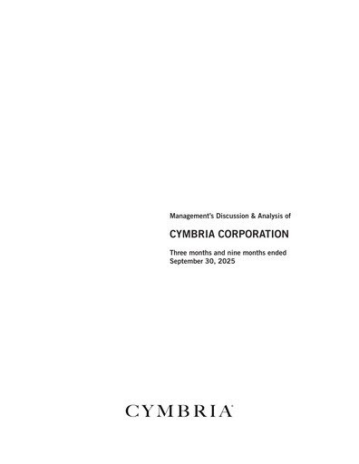 Thumbnail Cymbria Quarterly Report 2025-q3