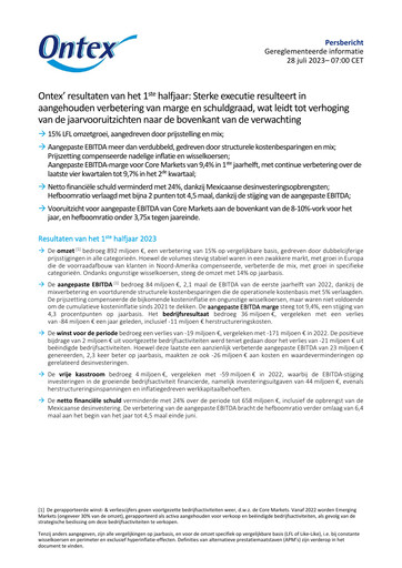 Thumbnail Ontex Group Half-year Report 2023-h1