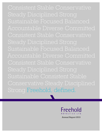 Thumbnail Freehold Royalties Annual Report 2013