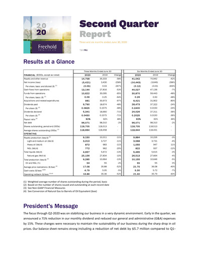 Thumbnail Freehold Royalties Quarterly Report 2020-q2