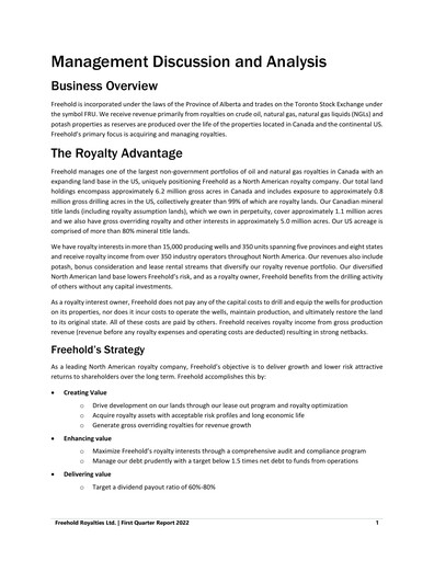 Thumbnail Freehold Royalties Quarterly Report 2022-q1