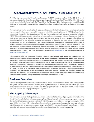 Thumbnail Freehold Royalties Quarterly Report 2025-q1