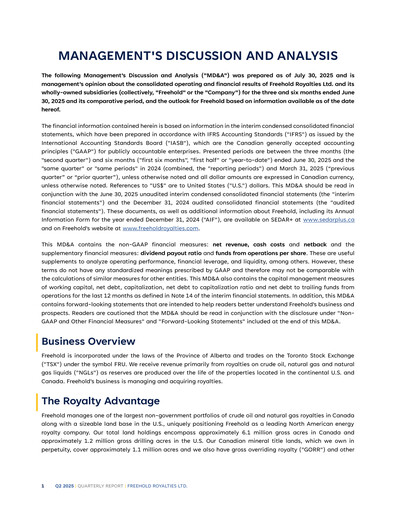 Thumbnail Freehold Royalties Quarterly Report 2025-q2