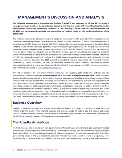 Thumbnail Freehold Royalties Quarterly Report 2026-q2