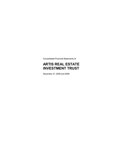 Thumbnail Artis REIT Financial Statement 2009