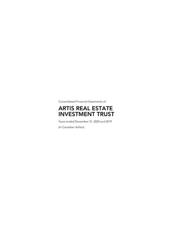 Thumbnail Artis REIT Financial Statement 2020