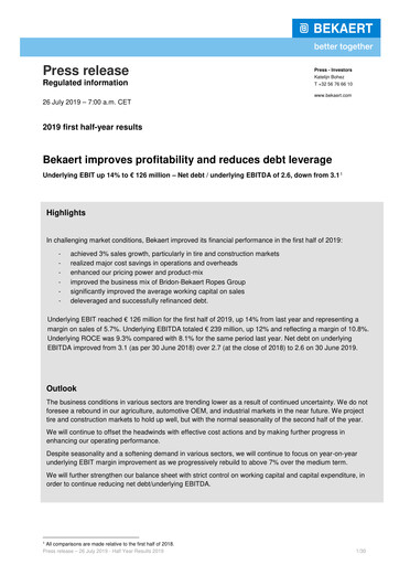 Miniature NV Bekaert Rapport semestriel 2019-h1