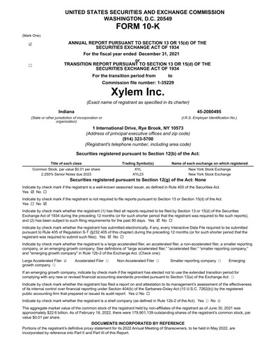 Thumbnail Xylem Annual Report 2021