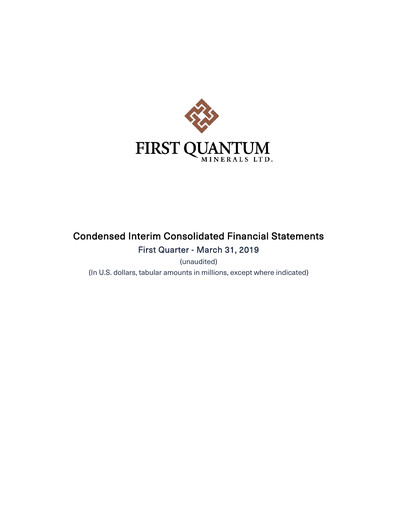 Thumbnail First Quantum Minerals
 Financial Statement 2019-q1