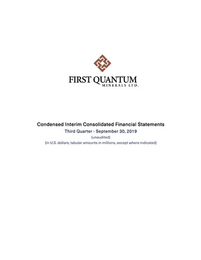 Thumbnail First Quantum Minerals
 Financial Statement 2019-q3