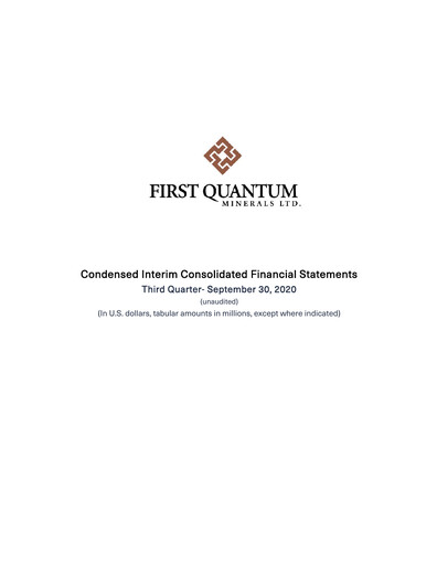 Thumbnail First Quantum Minerals
 Financial Statement 2020-q3