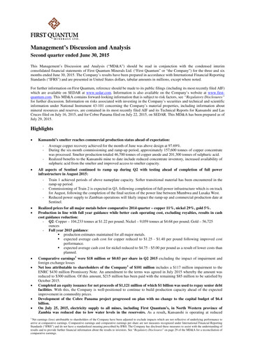 Thumbnail First Quantum Minerals
 Quarterly Report 2015-q2