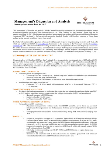 Thumbnail First Quantum Minerals
 Quarterly Report 2017-q2