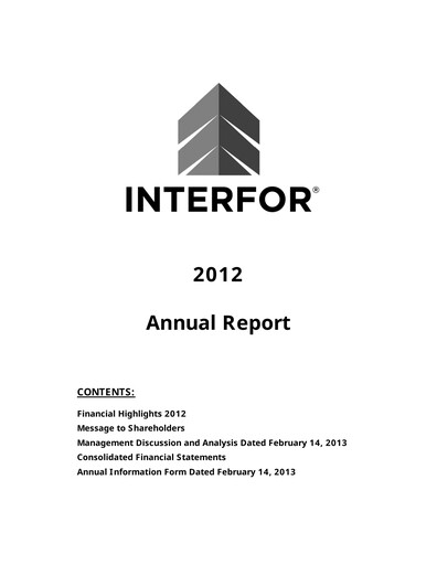 Thumbnail Interfor Annual Report 2012