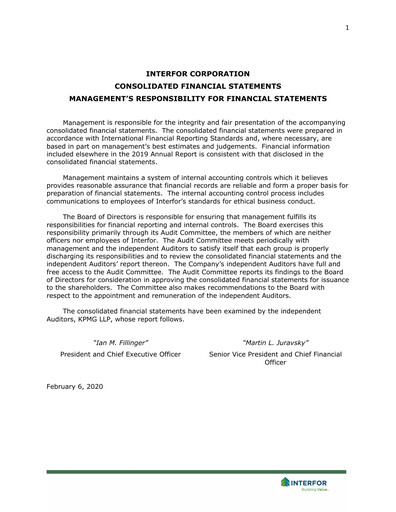 Thumbnail Interfor Financial Statement 2019
