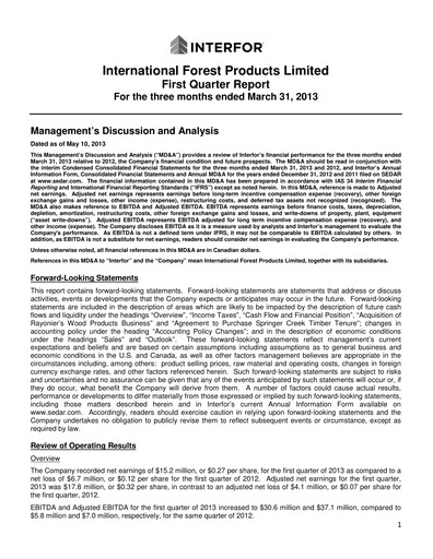 Thumbnail Interfor Quarterly Report 2013-q1