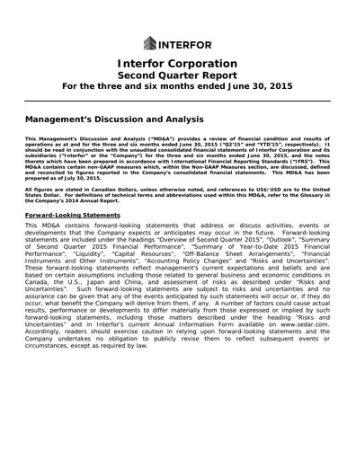 Thumbnail Interfor Quarterly Report 2015-q2