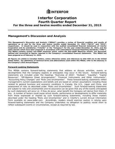 Thumbnail Interfor Quarterly Report 2015-q4