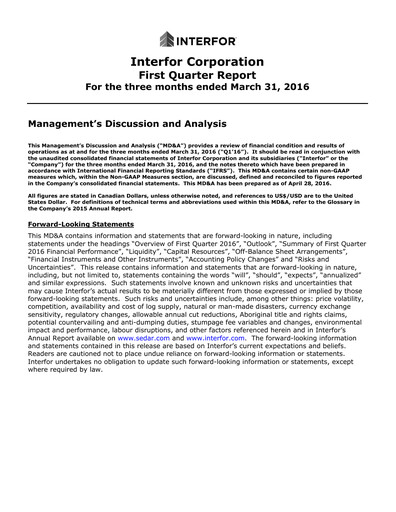 Thumbnail Interfor Quarterly Report 2016-q1