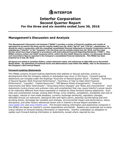 Thumbnail Interfor Quarterly Report 2016-q2