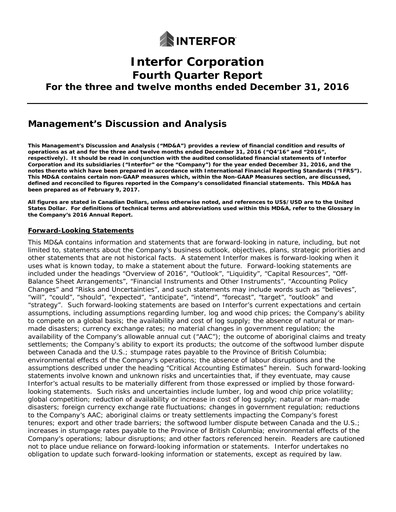 Thumbnail Interfor Quarterly Report 2016-q4