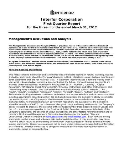 Thumbnail Interfor Quarterly Report 2017-q1