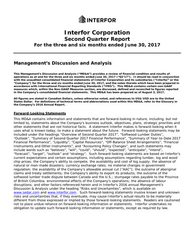 Thumbnail Interfor Quarterly Report 2017-q2