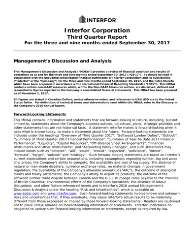 Thumbnail Interfor Quarterly Report 2017-q3