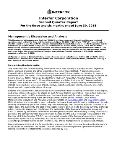 Thumbnail Interfor Quarterly Report 2018-q2