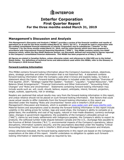 Thumbnail Interfor Quarterly Report 2019-q1