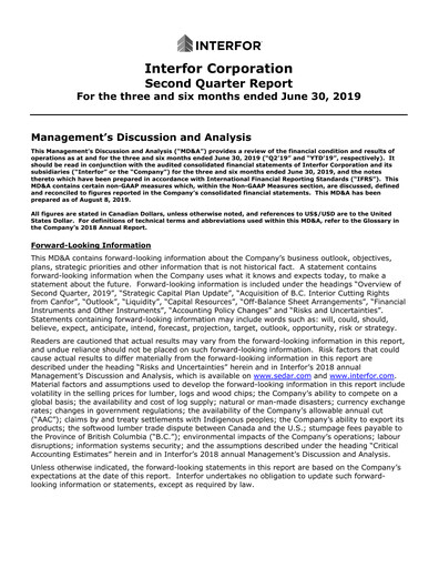 Thumbnail Interfor Quarterly Report 2019-q2
