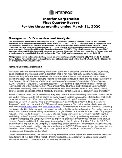 Thumbnail Interfor Quarterly Report 2020-q1