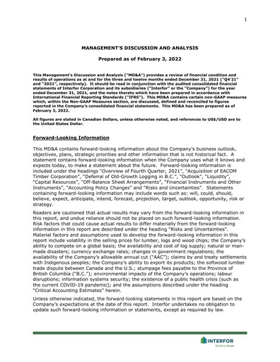 Thumbnail Interfor Quarterly Report 2021-q4