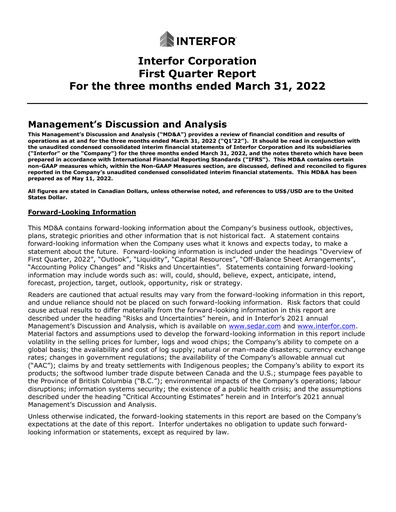 Thumbnail Interfor Quarterly Report 2022-q1