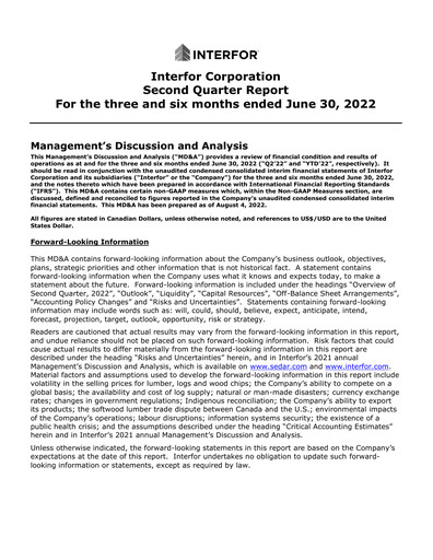 Thumbnail Interfor Quarterly Report 2022-q2