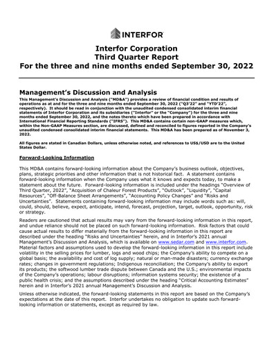 Thumbnail Interfor Quarterly Report 2022-q3