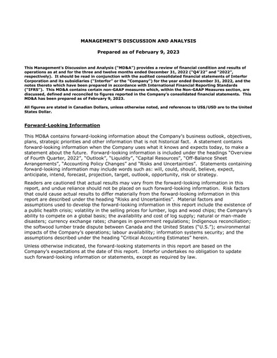 Thumbnail Interfor Quarterly Report 2022-q4