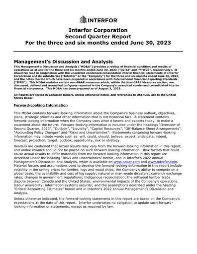 Thumbnail Interfor Quarterly Report 2023-q2