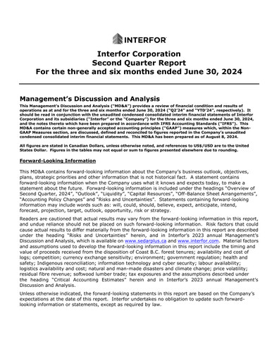 Thumbnail Interfor Quarterly Report 2024-q2