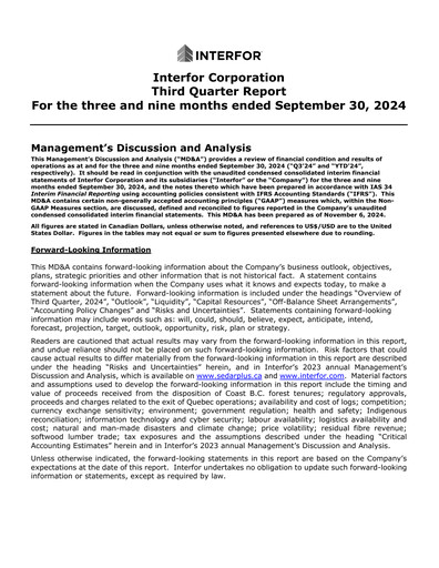 Thumbnail Interfor Quarterly Report 2024-q3