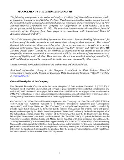 Thumbnail First National Financial Quarterly Report 2025-q3