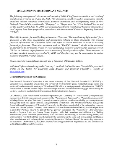 Thumbnail First National Financial Quarterly Report 2026-q2