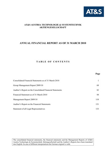 Thumbnail AT&S Austria Technologie & Systemtechnik Financial Statement 2009-2010