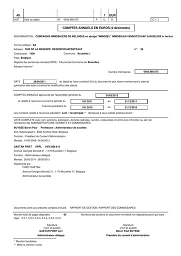 Miniature Immobel Rapport annuel 2011
