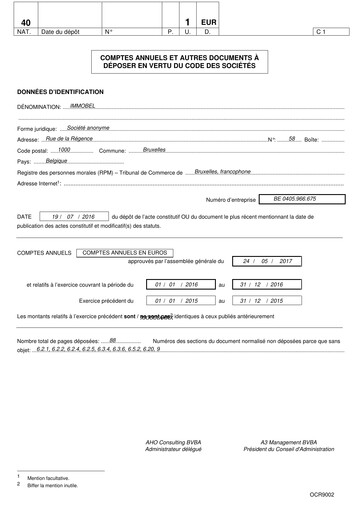 Miniature Immobel Bilan financier 2016