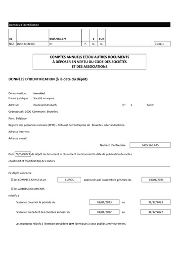 Miniature Immobel Bilan financier 2023