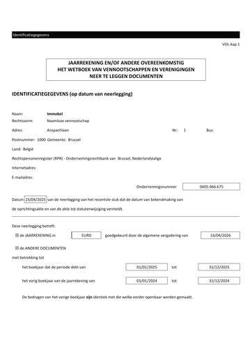 Miniature Immobel Bilan financier 2025