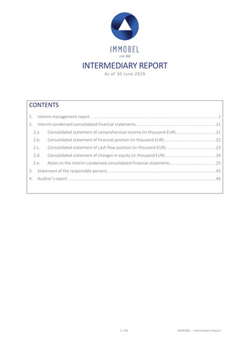 Miniature Immobel Rapport semestriel 2019-h1