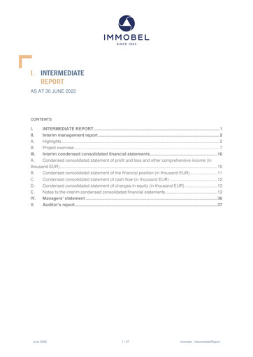 Miniature Immobel Rapport semestriel 2022-h1