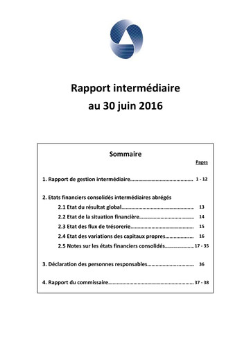 Miniature Immobel Rapport semestriel 2016-h1